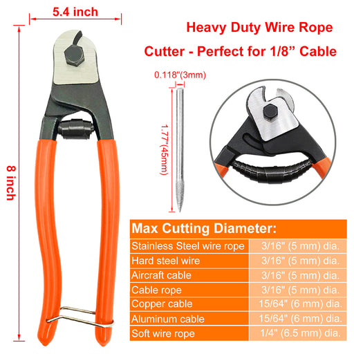 8 inch Steel Cable Wire Cutter with Diamond Grinding Head