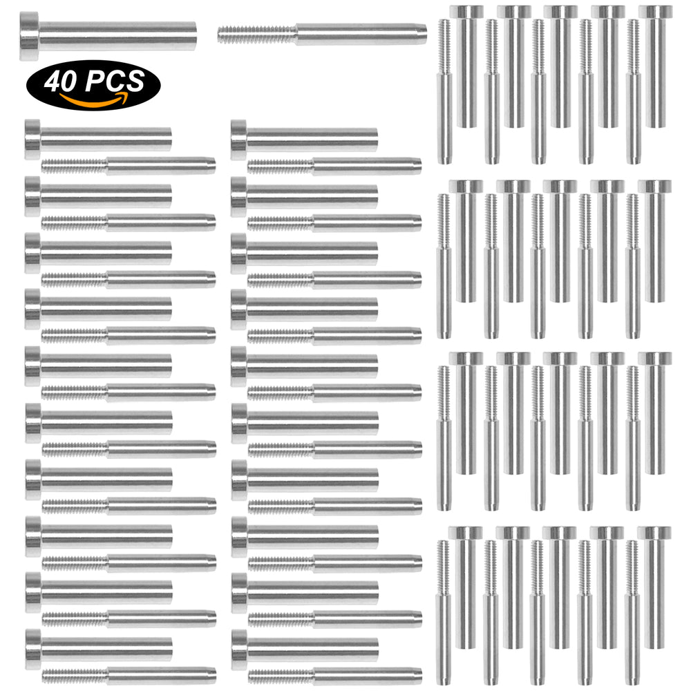 40 Pack Stainless Steel Invisible Receiver and Swage Stud End