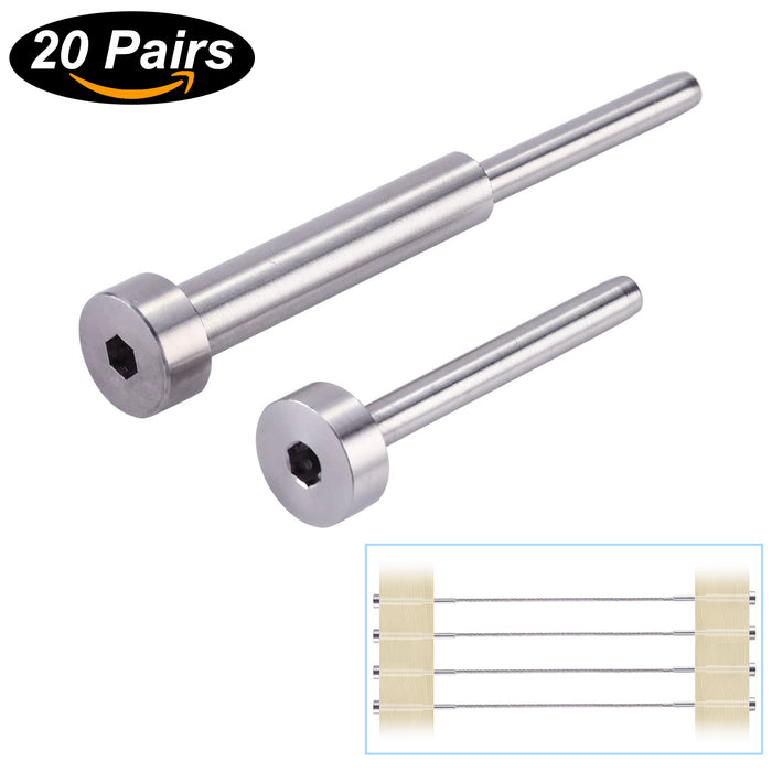 20 Pairs Stainless Steel Invisible Turnbuckle and Swage Threaded Stud