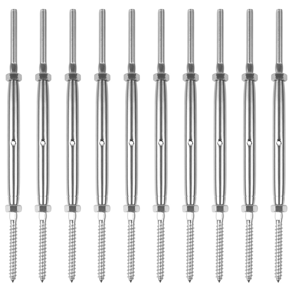 10 Pack Lag Screw Swage Turnbuckles for 1/8"