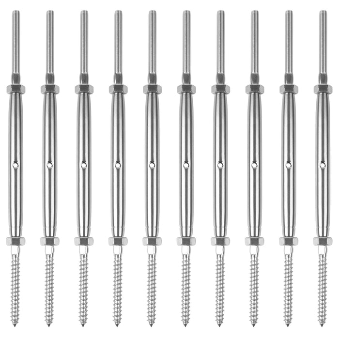 10 Pack Lag Screw Swage Turnbuckles for 1/8"