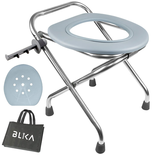 BLIKA Portable Toilet for Camping, 400LBS Weight Capacity Portable Camping Toilet, Folding Toilet, Stainless Steel Portable Toilet Seat, Portable Toilet Travel Toilet Car Toilet