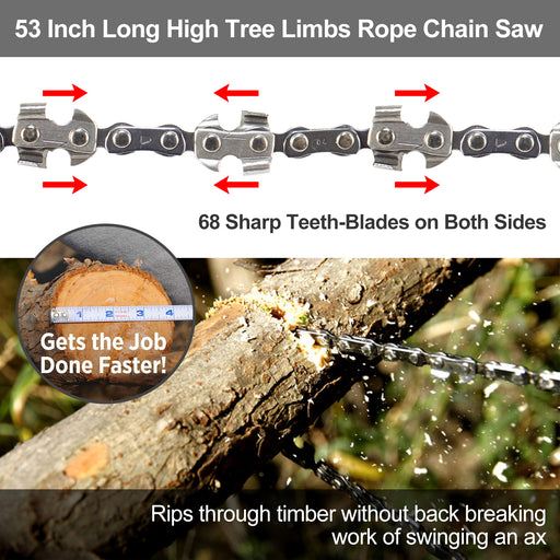 53 Inch 68 teeth High Tree Limbs Hand Rope Chain Saw