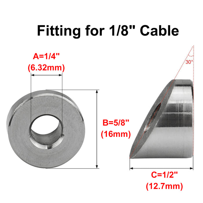 25 Pack Stainless Steel 1/4" 30 Degree Angle Beveled Washer