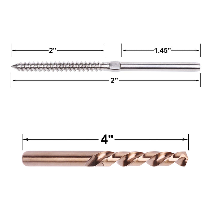 12 Pairs Stainless Steel Right&Left Handed Thread Swage Lag Screws