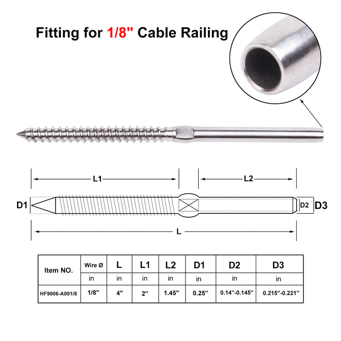 12 Pairs Stainless Steel Right&Left Handed Thread Swage Lag Screws