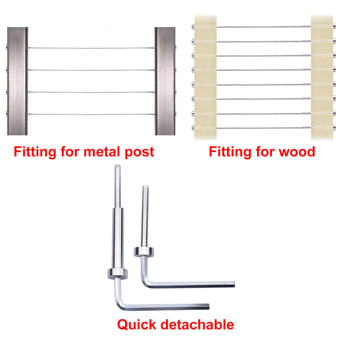 20 Pairs Stainless Steel Invisible Turnbuckle and Swage Threaded Stud