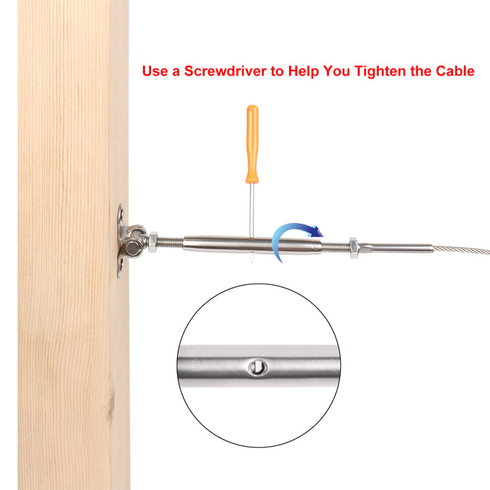 T316 Stainless Steel Toggle Turnbuckles & Ends for 1/8" Cable Railing