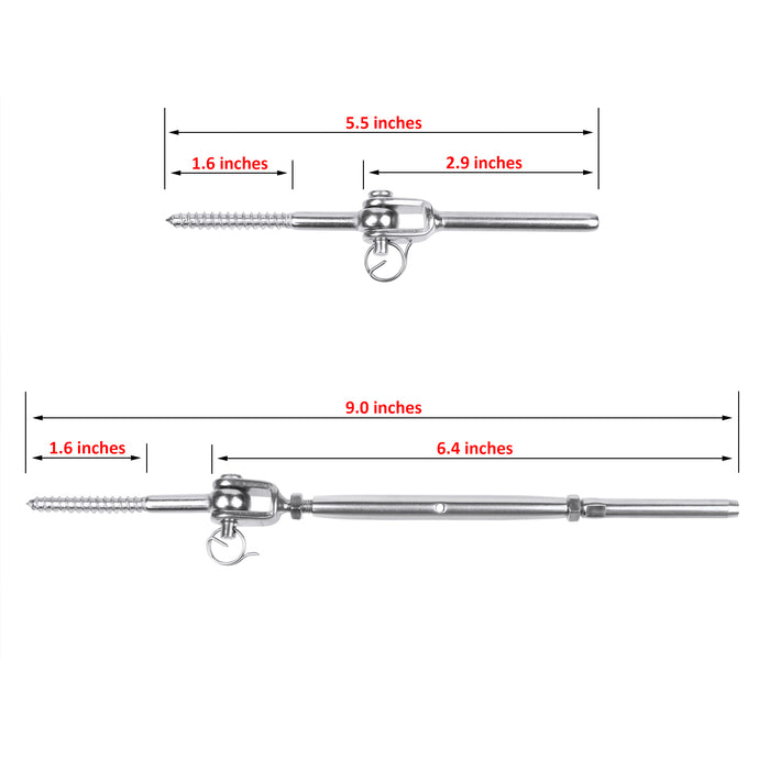 15Pack T316 Stainless Stee Jaw Swage Stud Turnbuckle