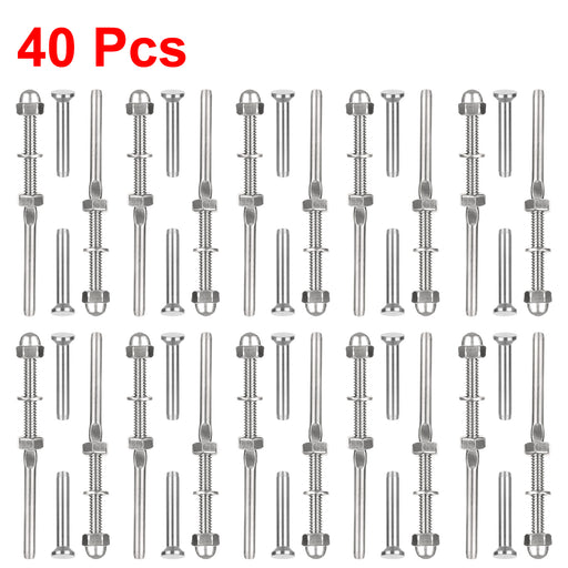 20 Pairs Swage Threaded Terminal Tensioner and Stemball Swage for 1/8"