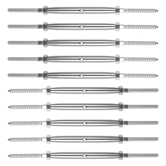 10 Pack Lag Screw Swage Turnbuckles for 3/16"