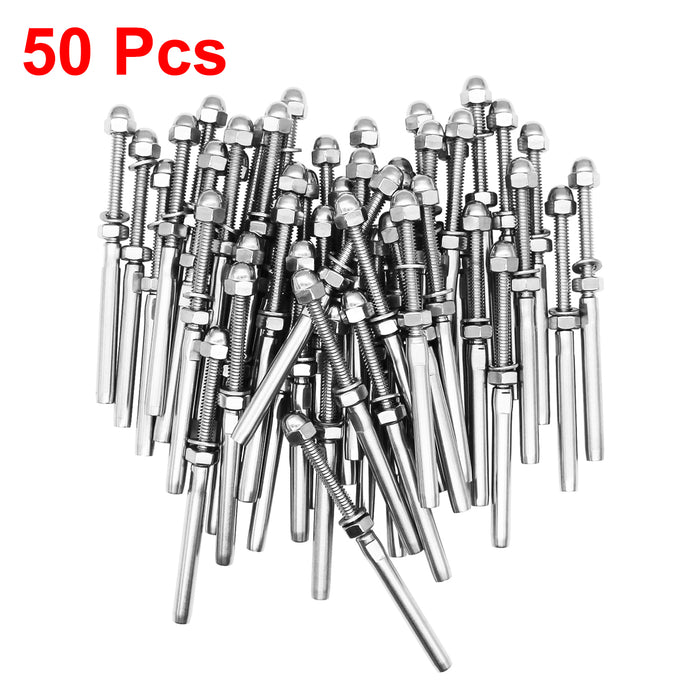 10 Pack Swage Threaded Stud Tension End Fitting Terminal for 3/16"